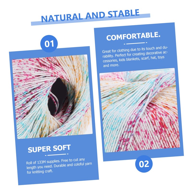 DOITOOL DIY Craft Yarn 133m Gradient Cotton Yarn for Crochet