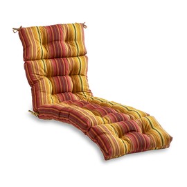 South Pine Porch AM4804-KINNABARI Kinnabari Stripe 72-inch Outdoor Chaise Lounge Cushion