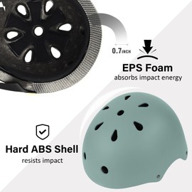 OUWOR Youth Skateboard Bike Helmet for Boy and Girl, Lightweight Adjustable, Multi-Sport for Bicycle Skate Scooter (Misty Blue, Medium)