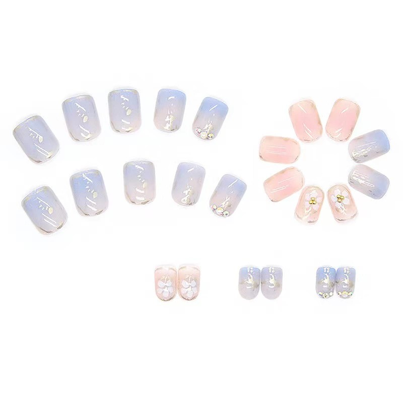 Domiya Nail Tip, 3D Nails, 24 Pieces, Very Short, Popular,
