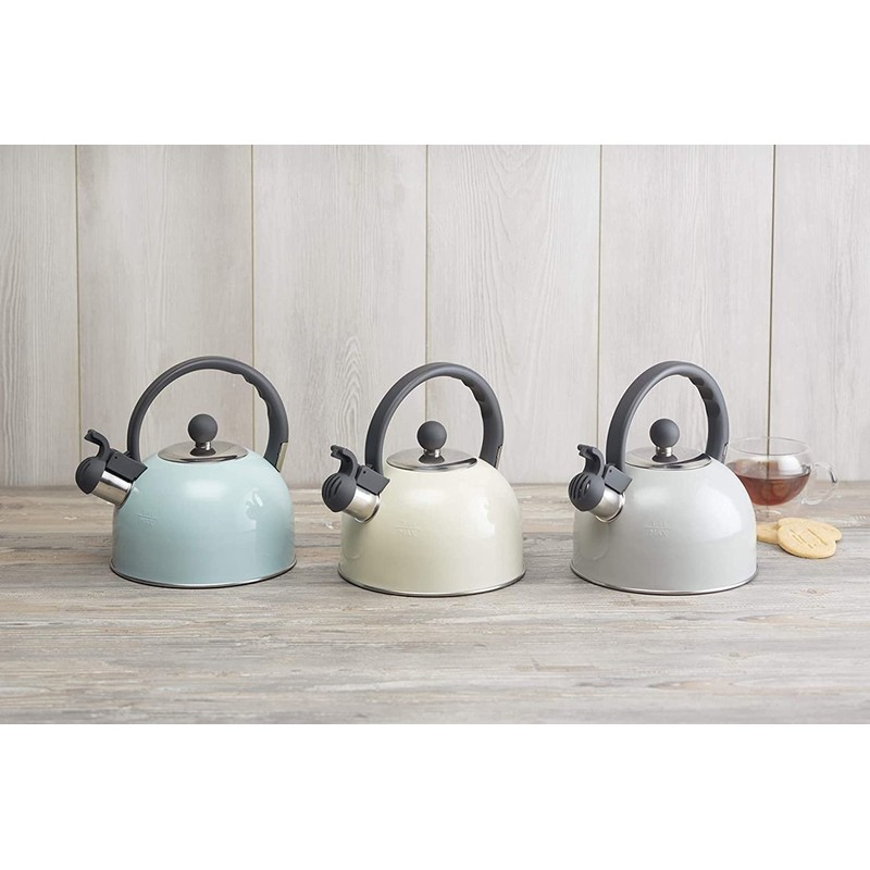 KitchenCraft Living Nostalgia Stove Top Kettle, Whistling, Induction, Metal, 1.3