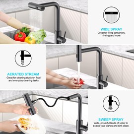 AVSIILE Single Hole Kitchen Faucets with Pull Down Sprayer, Single Handle, Oil Rubbed Bronze, Pull Out Tap, Stainless Steel Waterfall Sink Faucet, Suitable for Farmhouse Camper Laundry Rv Bar