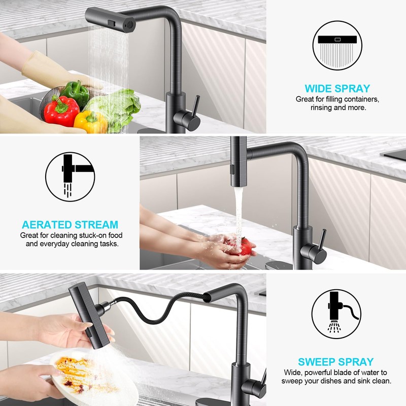 AVSIILE Single Hole Kitchen Faucets with Pull Down Sprayer, Single