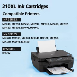 210xl Black Ink Cartridge High Yield Replacement for Canon PG210 PG-210 210XL Black Ink Cartridges for PIXMA MX410 IP2700 IP2702 MP240 MP250 MP495 MX340 Printer(2Black)