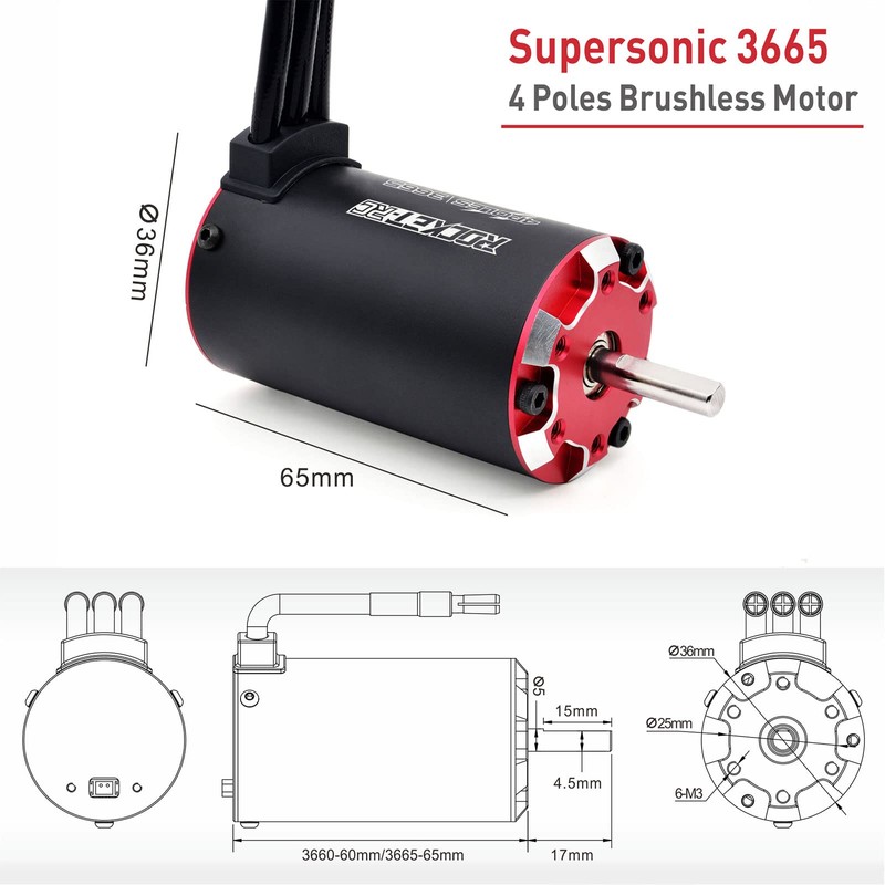 Surpass Rocket V2 Supersonic 3665 2750kv RC BL Motor, 4