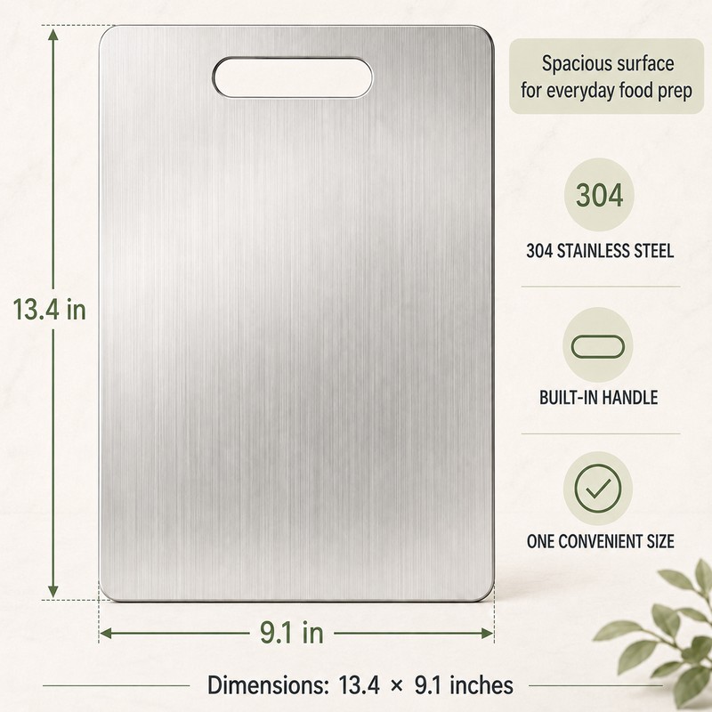 304 Stainless Steel Cutting Board – 13.4 × 9.1 in