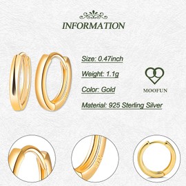 MOOFUN Hoop Earrings Silver 925 Medium Earrings Women's Earrings 12 mm Silver/Rose Gold/Gold Earrings Hoop Earrings for Mum Best Friend Teenager Girls Grandma Sister Women Gift Birthday Gift, Sterling