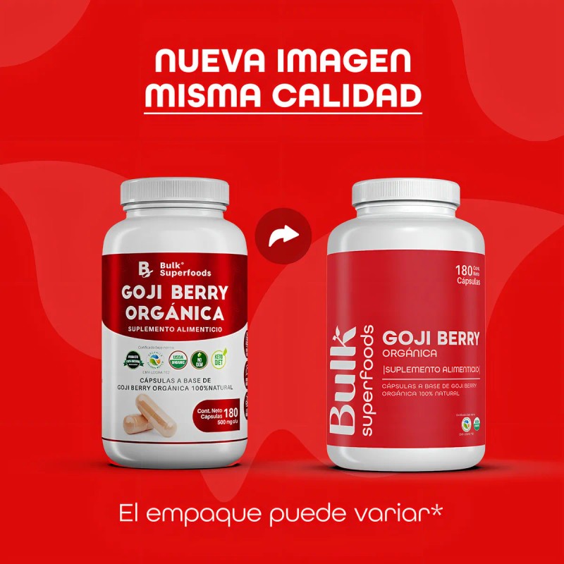 Suplemento Goji Berry Orgnica 180 Cpsulas De 500 Mg 100