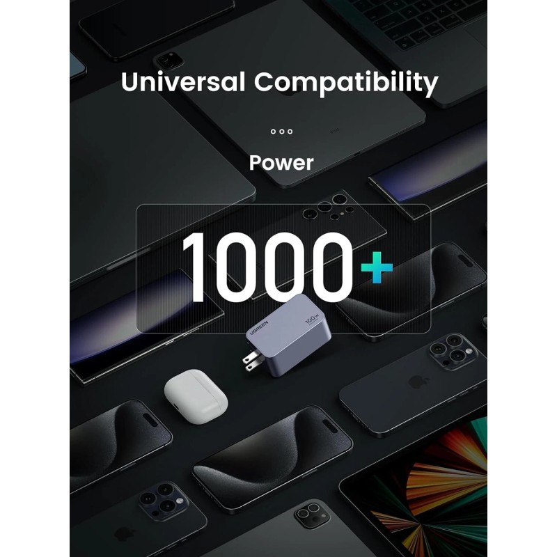 UGREEN Nexode Pro 100W GaN 3-Port USB-C, Ultra Compact Fast