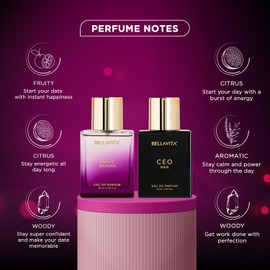 Bella Vita Luxury Ceo Man & Date Woman Liquid Eau De Parfum Perfume Gift Set 2X50Ml For Men And Women With Lemon, Lavender, Pink Pepper|Floral, Fruity, Woody Long Lasting Edp Fragrance Scent