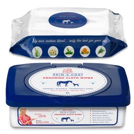 StripHair Bamboo Wipes 8x8in for Dog Pet Horse Grooming Coat Care and All Purpose 2-Packs /100 Count with Dispenser