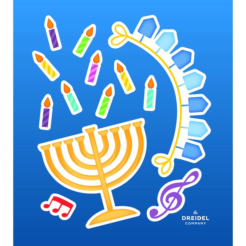 Large Hanukkah Window Clings Decals, Chanukah Theme Clings Decorations (48