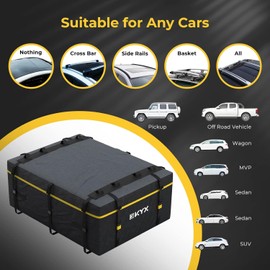 KYX 20 Cu.ft. Car Cargo Roof Bag, Anti-Tear Vehicle Cargo Carrier Bag, Heavy Duty Luggage Bag with Rain Curtain, Reinforced Straps Car Top Soft Shell Carrier