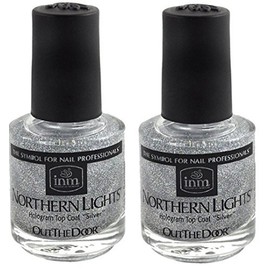 INM Northern Lights Hologram Silver Top Coat 2x