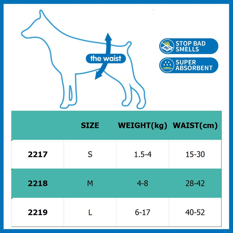 BPS BPS-2218 Male Dog Pet Hygiene Pants 3 Sizes to