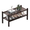ROMGUAR CRAFT 2 Tier Bamboo Shoe Rack for Closet Free Standing Wood Shoe Shelf for Entryway Small Space Stackable 27"x12"x14" (Black Brown)