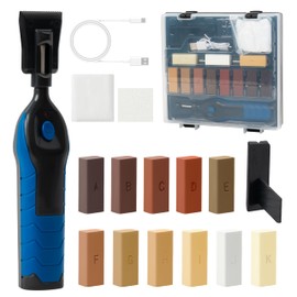 GQIRIL Vinyl Floor Repair Kit - Wood Laminate Hardwood Floors Repair Set with Heat Pen, 11 Colors Wooden Furniture Hard Wax Scratches Stains Cracks Holes for Table Chair Door Cabinet (Blue)