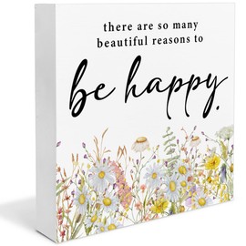 Spring Wildflowers Sign Decor Inspirational There Are so Many Beautiful Reasons to Be Happy Wood Block Sign Home Desk Table Shelf Decoration, Spring Gift