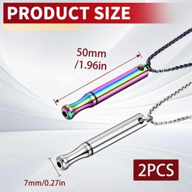 Breathing Necklace, Portable Stress Relief Meditation Mindful Stainless Steel Necklaces, Anxiety Whistle Necklace for Women Men Breathing Exercises Relaxation Gifts (Multicoloured+Silver)
