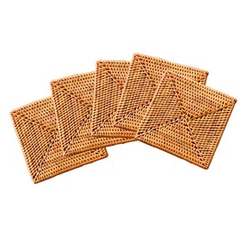 Ata Coaster Square Shape, Set of 5, Asian Goods, Natural Material, Square Tray, Rug, Square Shape, Display Mat, Stylish (Set of 5)