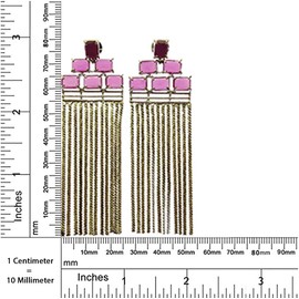 Red Ruby Gemstone Long Fashion Drop Dangle Earring for Women Unique Designer Modern 925 Silver Earrings Jewellery, Sterling Silver, Simulates ruby