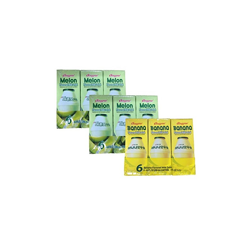 Binggrae Banna Flavor Milk and Melon Flavor Milk (2 Melon