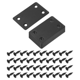 uxcell 10 Pcs Mending Plate Metal Flat Bracket Straight Brace Fixing Joining Plate for Wood with Screws, Black, 2.36"x1.5"