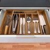 oridom Expandable Acacia Kitchen Drawer Organizer for Cutlery and Utensils,