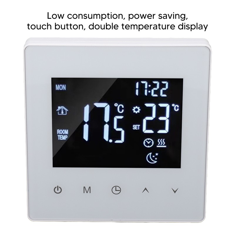 White Intelligent Thermostat Touch Screen 16A LCD Display Smart Temperature