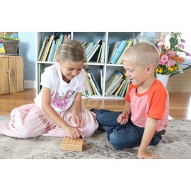AmishToyBox.com Wooden Marble Tic Tac Toe Game with Built-in Storage for Marbles (Oak Board with Walnut Lid)