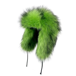 YFJNV Y2K Faux Fur Russian Hat, Soft, Warm Winter Trapper Hat with Earmuffs for Men and Women (US, Alpha, Small, X-Large, Bright Green)