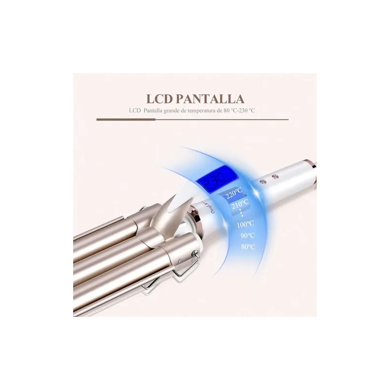 Tenaza Rizador De Cabello Cerámica Waflera Ferro 22mm Ondas