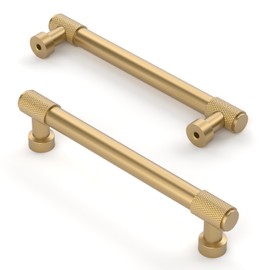 Asidrama 10 Pack 5 Inch(128mm) Champagne Bronze Cabinet Pulls Knurled Cabinet Handles Cupboard Handles Gold Kitchen Cabinet Hardware for Cupboard Drawer Pulls