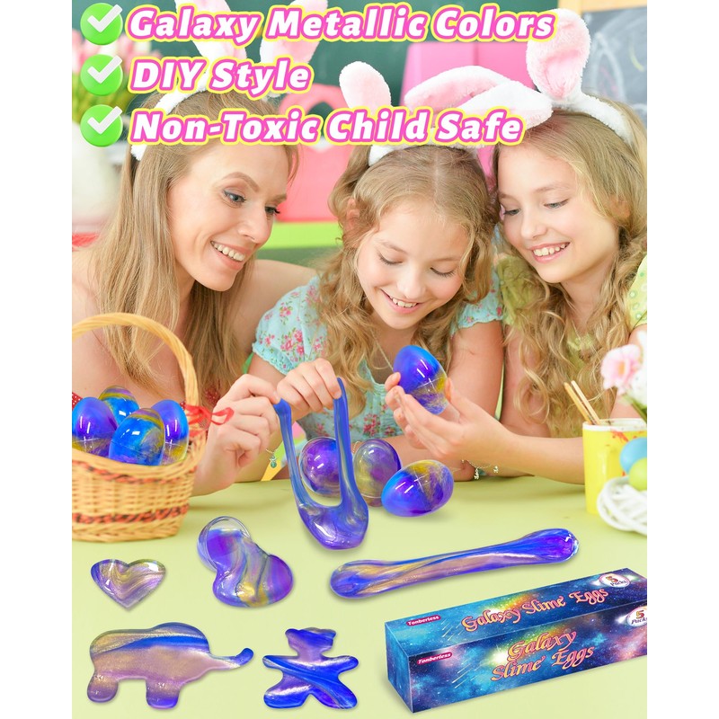 Tonberless 5 Pack Slime Filled Eggs Toys, Prefilled Easter Eggs