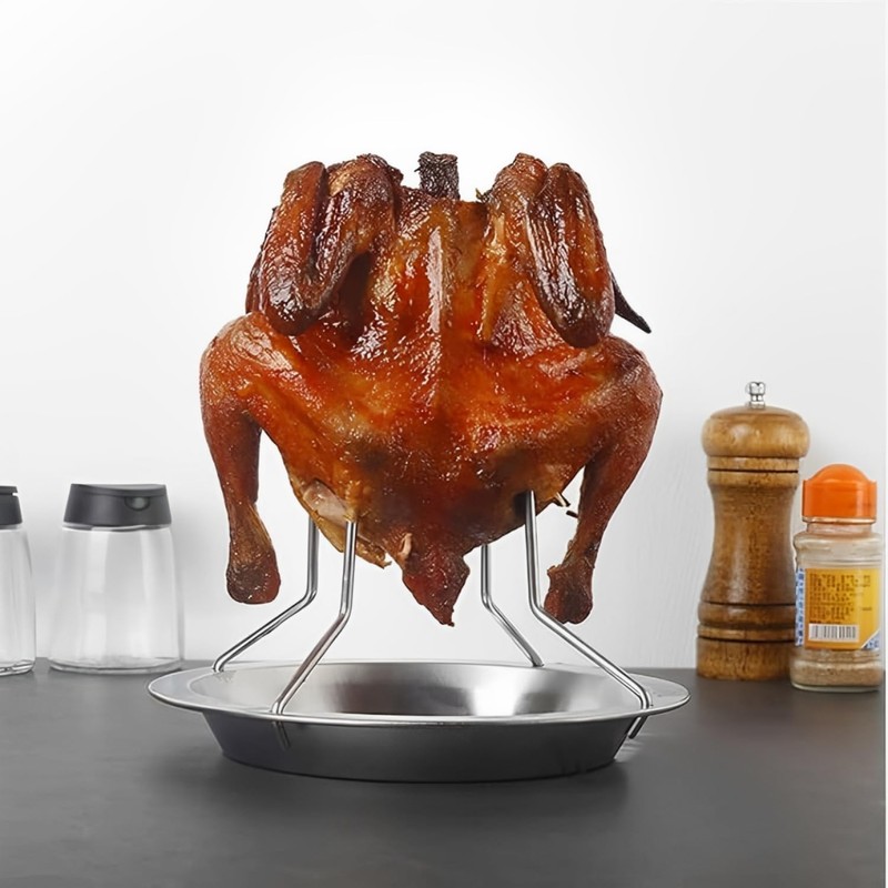 KOMUNJ Chicken Roaster Chicken Holder Grill Stainless Steel Poultry Roaster