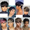 Pixie Cut Machine Made Wig Human Hair Glueless Wig Short