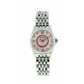 Elgin EG8007 Women's Round Analog Pink Mother of Pearl Clear Stone Watch