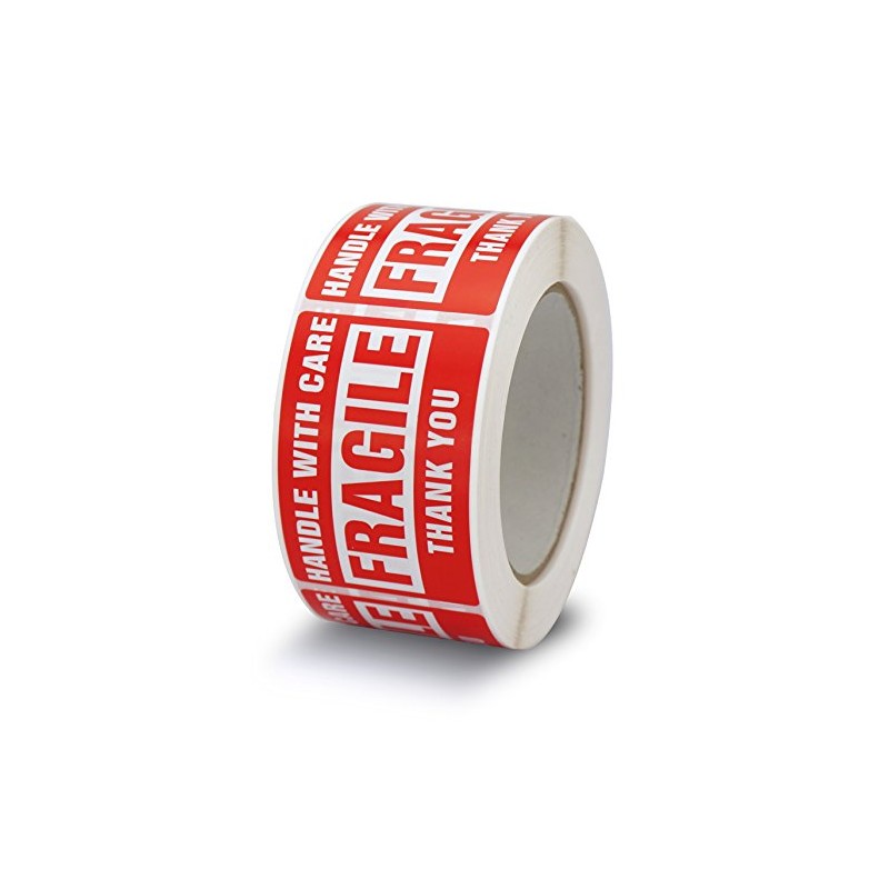 10 Rolls/5000 Labels,Handle with Care Fragile Thank You, Red Warning