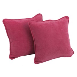 Blazing Needles Corded Microsuede Throw Pillows (Set of 2), 18", Berry Berry