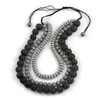 Avalaya Black/Grey/3 Strand Layered Resin Bead Cord Chunky Necklace/60cm-70cm/Adjustable