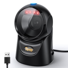Tera Barcode Scanner Platform Omnidirectional : 1D 2D QR Code Desktop Reader Handsfree USB Wired Adjustable Angle, Plug and Play for POS Supermarket, Warehouse, Retail Store, Hospital 9700