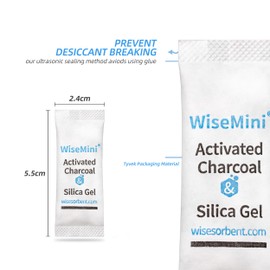 Wisesorb 300Pcs 2 Gram Food Safe Desiccant Packs, High Absorption Capacity for moisture & odor, Silica Gel & Coconut Shell Activated Carbon Packets for Storage