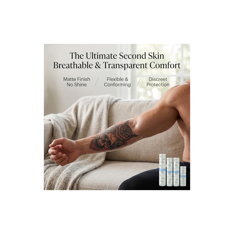 Second Skin Tattoo,6 Rolls 140cm Tattoos Aftercare Waterproof Bandage Wrap