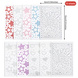 Qianyu Self Adhesive Rhinestones Face Gems Stickers for Makeup Eyes Face 10 Sheets Clear Rhinestones Pearl Stickers Bling Gems Jewels Festival Essentials Rave Accessorie for Kids Women DIYs