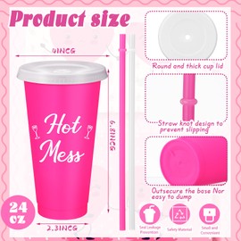 Yungyan 12 Pcs Bachelorette Cups for Party 24 oz Bridesmaid Cups with Lids and Straws Funny Bachelorette Party Supplies Bride to Be Tumbler Wedding Bachelorette Bag Fillers(Pink)
