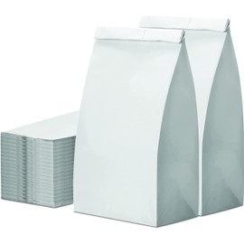 [1000] 4 LB, Kraft White Lunch Paper Bags, Small Paper Bags, Gift Bags, Grocery Bags, Craft Bags,