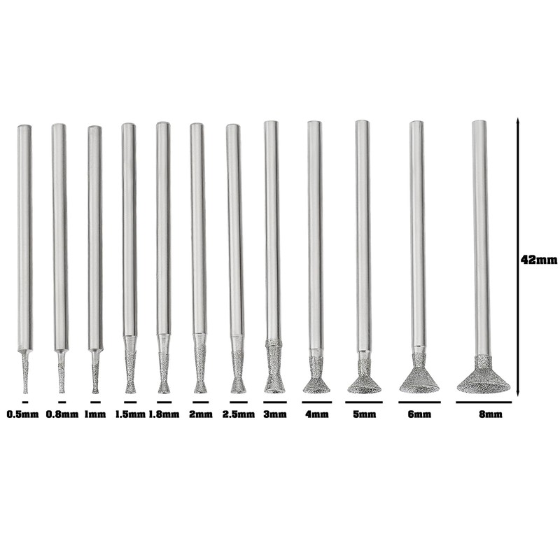 SG Store 12pcs 3/32" Bowl Shaped Mounted Diamond Burr Set