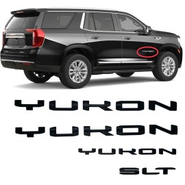 GMC 4PCS Gloss Black Door Rear Yukon SLT Letters Emblem 2021-2023 GMC Yukon Yukon XL