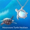 SHEAISRS Turtle Necklace for Women Moonstone Necklace Sterling Silver Sea
