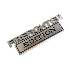 1pc Big Size Firefighter Edition Emblem, Firefighter Edition Decal Car Badge for Pickup Truck Car Truck Motorcycle F150 F250 F350 (Chrome)
